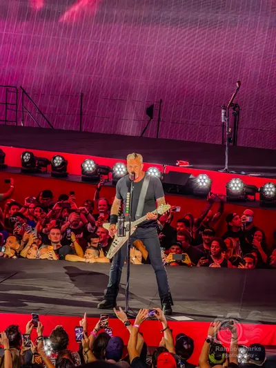 James Hetfield on the stage up front